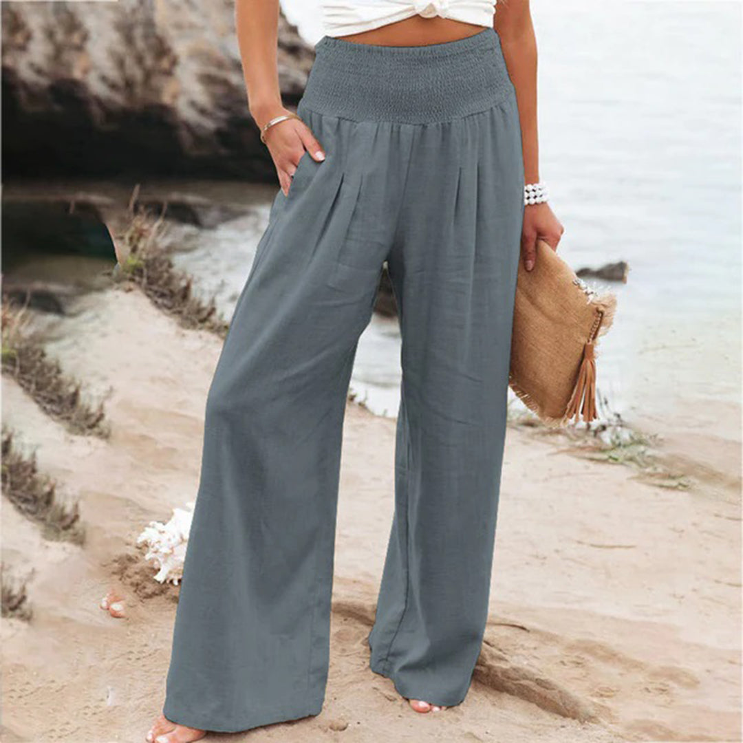 Dames Luchtige Linnen Broek met Smocked Taille