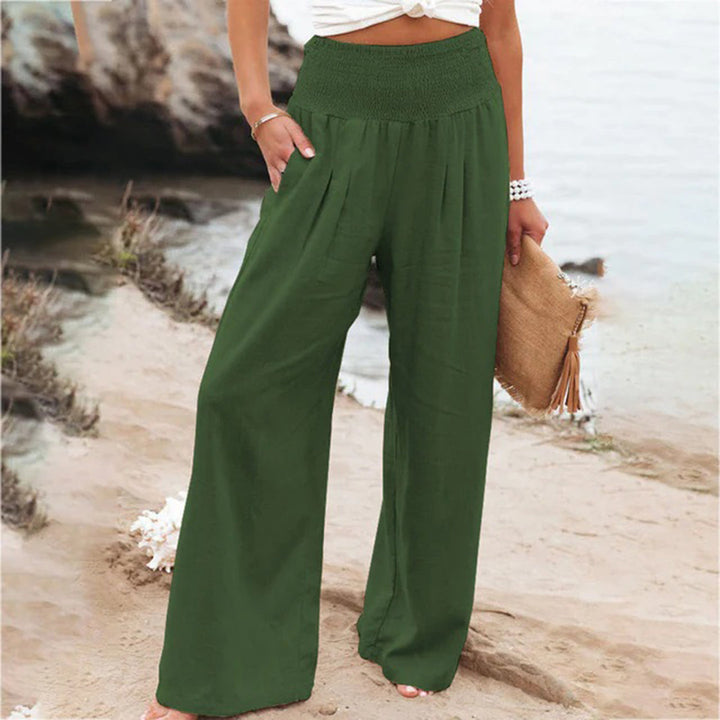 Dames Luchtige Linnen Broek met Smocked Taille