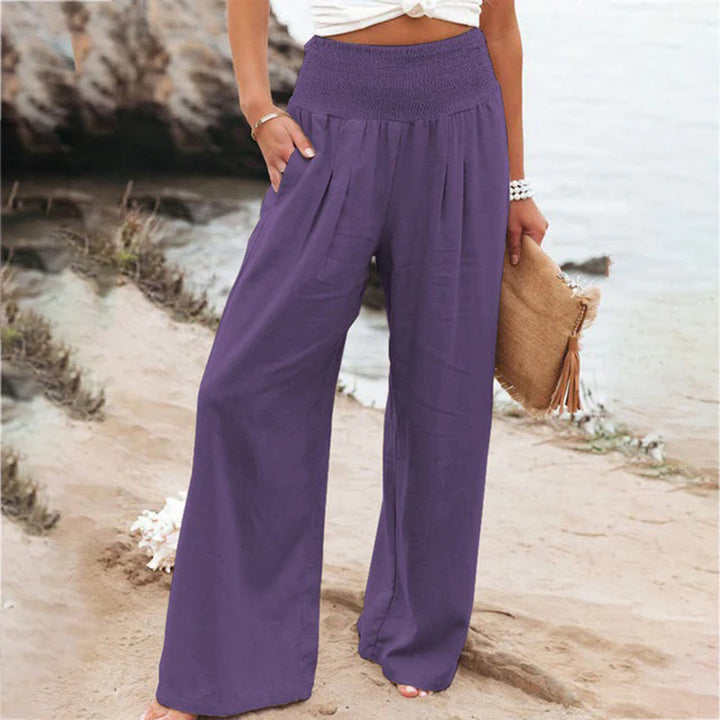 Dames Luchtige Linnen Broek met Smocked Taille