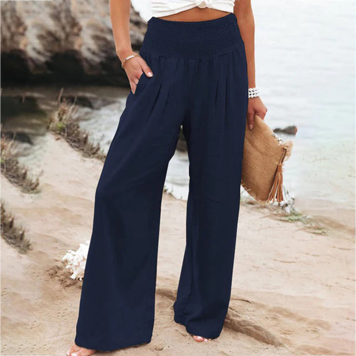 Dames Luchtige Linnen Broek met Smocked Taille