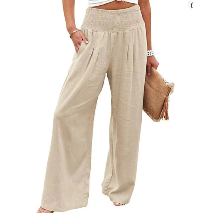 Dames Luchtige Linnen Broek met Smocked Taille