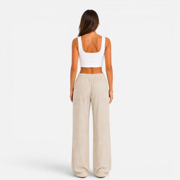 Wijde Broek Dames Elastische Taille Comfort Fit Casual