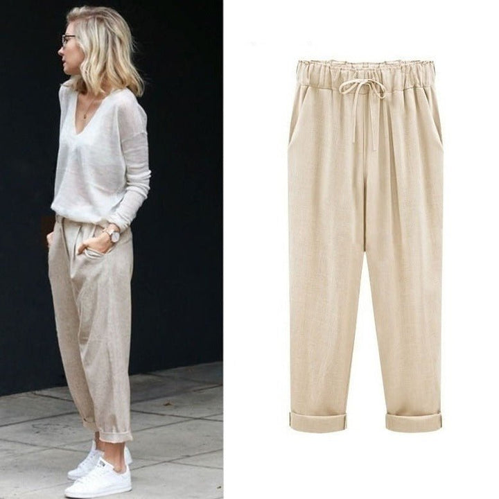 Luchtige Broek Met Elastische Taille En Taps Toelopende Pijpen