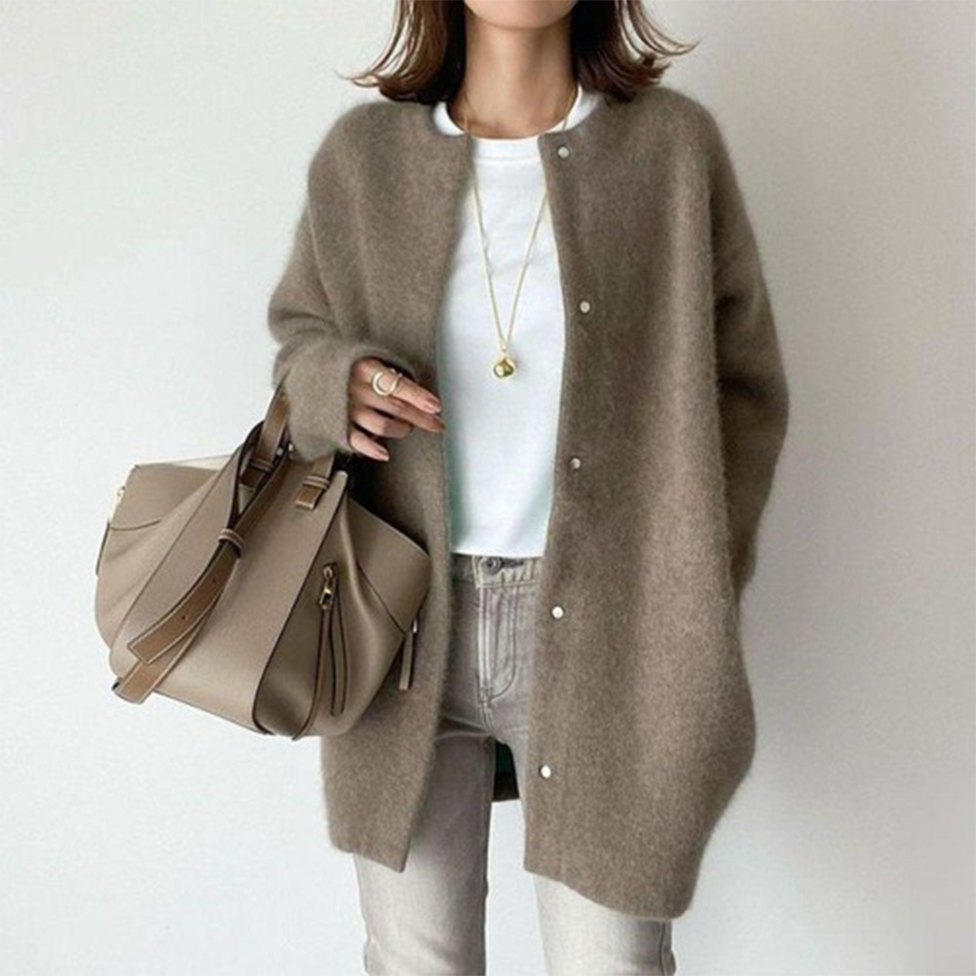 Dames Acrylmix Cardigan met Knopen en Zakken