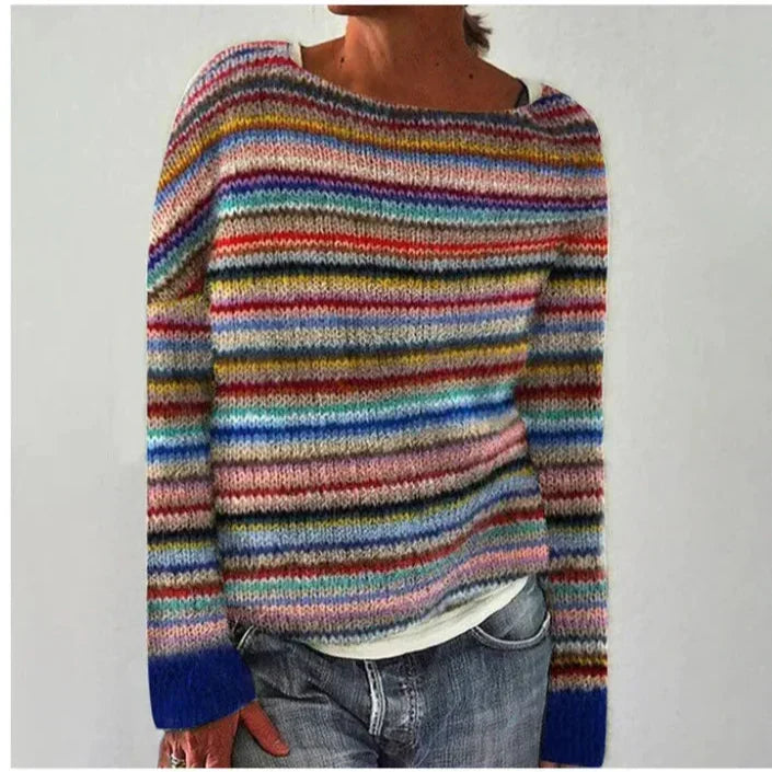 Dames Casual Acryl Trui met Bootnek en Noordse Yoke