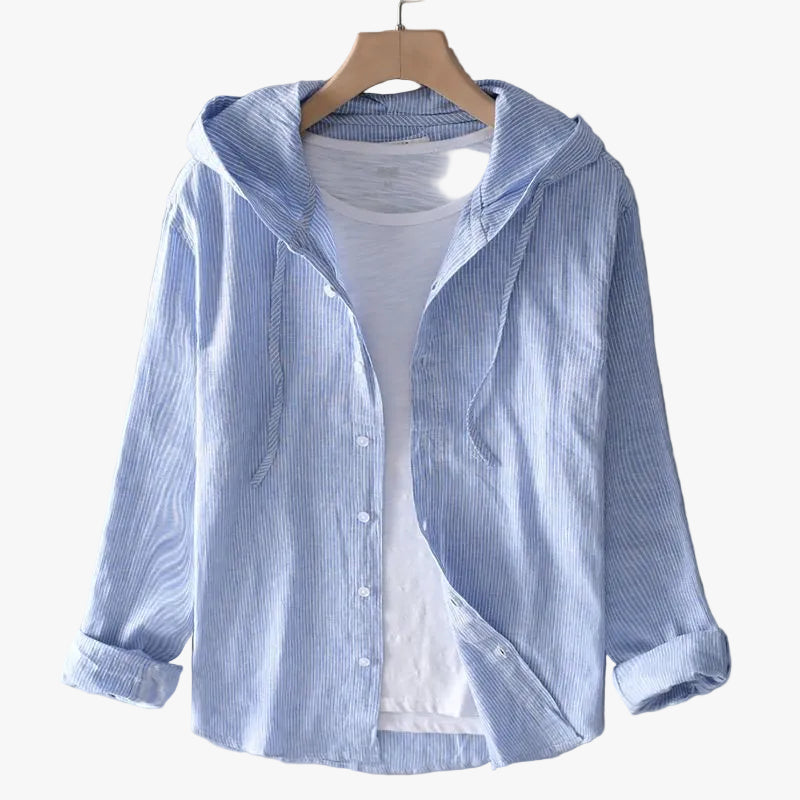Dames Casual Linnen Shirt met Kap en Knopenfront