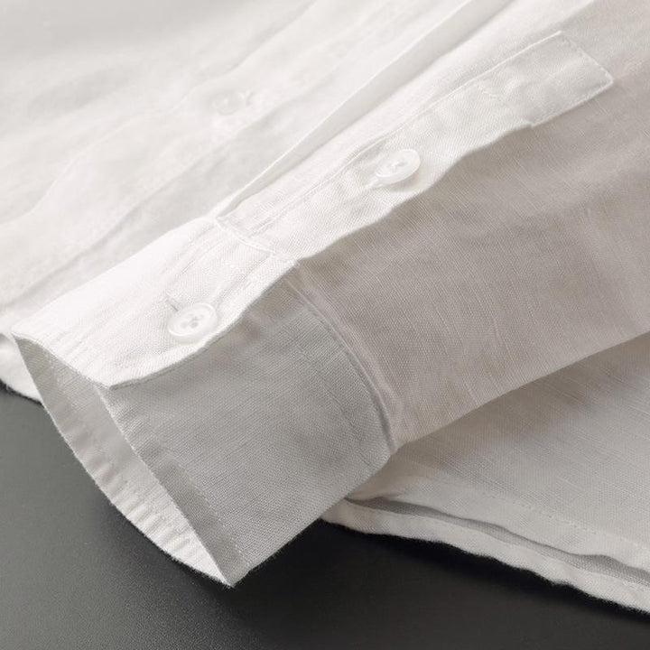 Dames Casual Linnen Shirt met Kap en Knopenfront