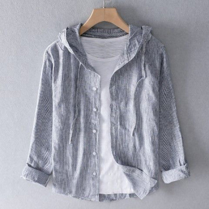 Dames Casual Linnen Shirt met Kap en Knopenfront