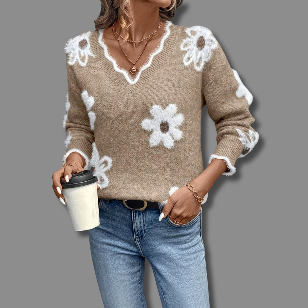 Camila | Dames V-hals lange mouwenpullover