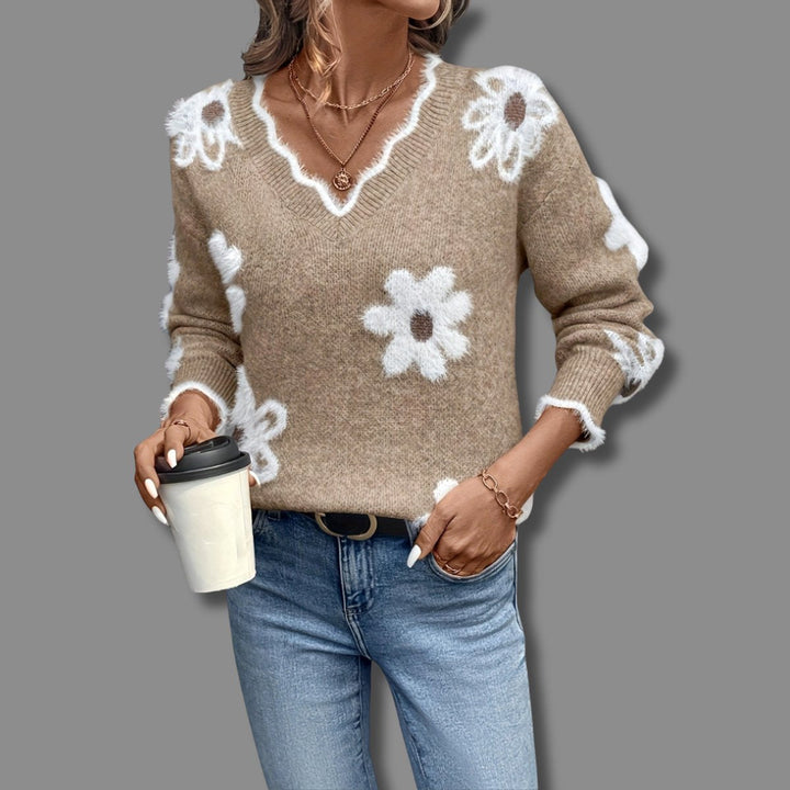 Camila | Dames V-hals lange mouwenpullover
