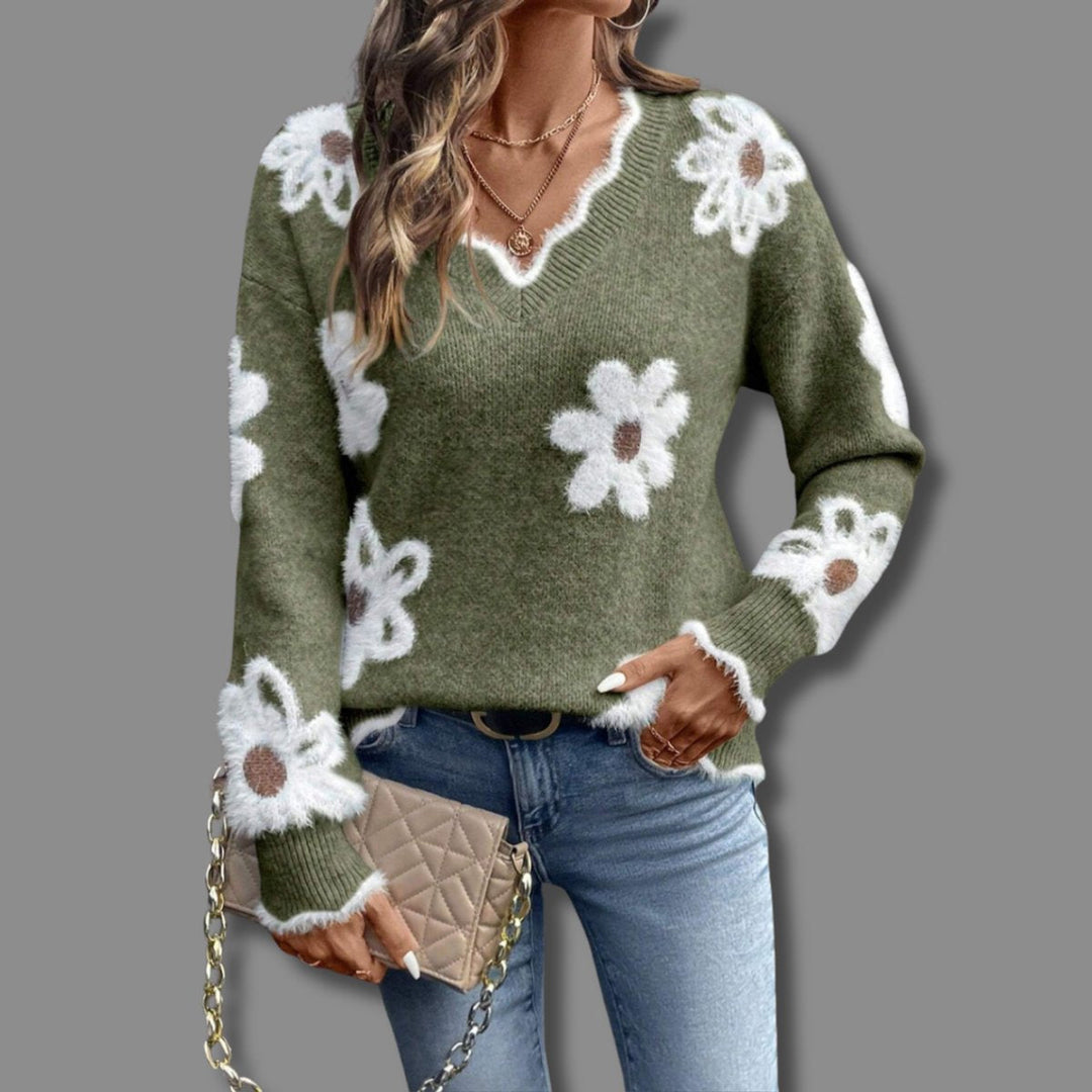 Camila | Dames V-hals lange mouwenpullover
