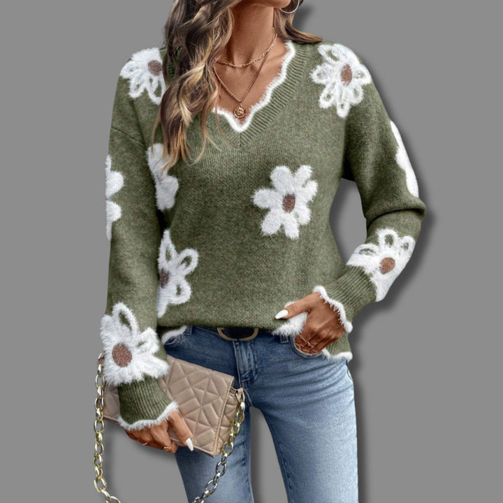 Camila | Dames V-hals lange mouwenpullover