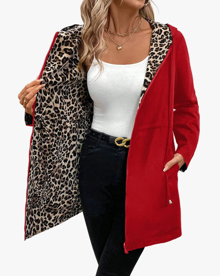 Dames Reversibel Polyester Jas met Capuchon en Ritszakken