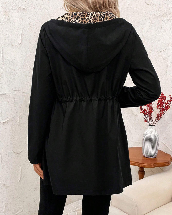 Dames Reversibel Polyester Jas met Capuchon en Ritszakken