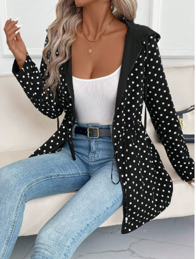 Dames Reversibel Polyester Jas met Capuchon en Ritszakken