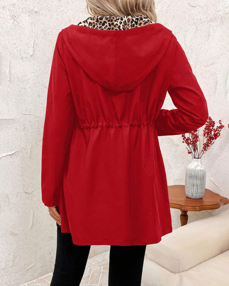 Dames Reversibel Polyester Jas met Capuchon en Ritszakken