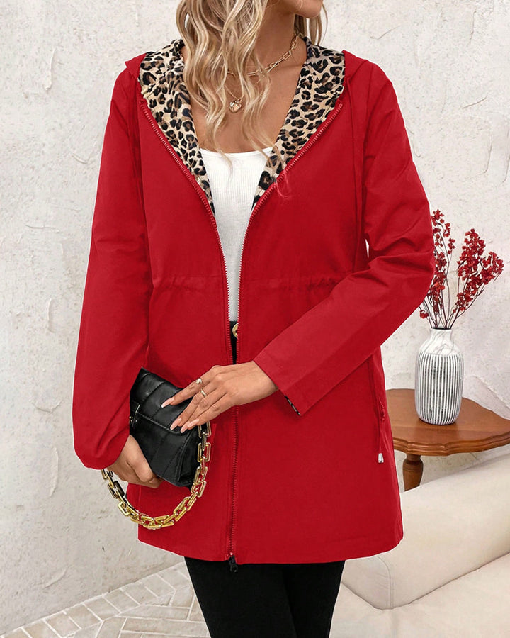 Dames Reversibel Polyester Jas met Capuchon en Ritszakken