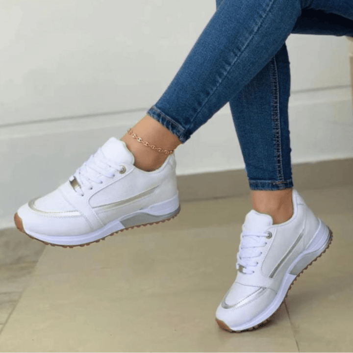 Comfortabele Dames Sneakers met Veters en Dikke Zool